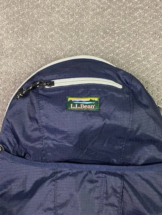 LL Bean Stowaway Ultralight Day Pack Backpack Blue Gray Packable Hiking 294234 - Picture 5 of 11